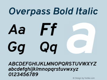 Overpass Bold Italic Version 3.000;DELV;Overpass Font Sample