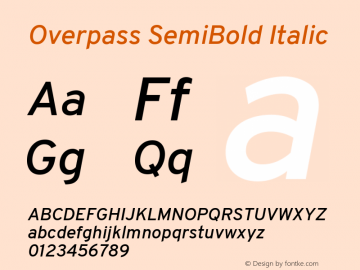 Overpass SemiBold Italic Version 3.000;DELV;Overpass Font Sample