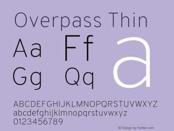 Overpass Thin Version 3.000;DELV;Overpass Font Sample