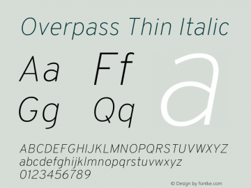 Overpass Thin Italic Version 3.000;DELV;Overpass图片样张