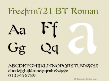 Freefrm721 BT Roman Version 1.01 emb4-OT Font Sample