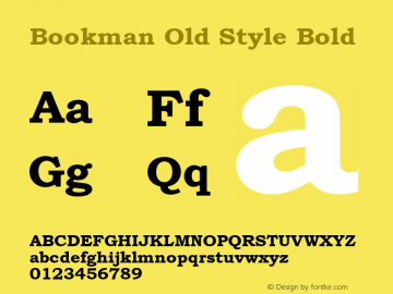 Bookman Old Style Bold Version 2.35 Font Sample