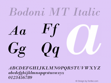 Bodoni MT Italic Version 2.10图片样张
