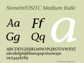 StoneInfOSITC-MediumItalic Version 001.000 Font Sample