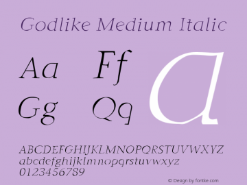 GodlikeItalic Version 001.000图片样张