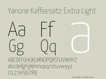 Yanone Kaffeesatz Extra Light Version 1.100;PS 001.100;hotconv 1.0.70;makeotf.lib2.5.58329 DEVELOPMENT图片样张