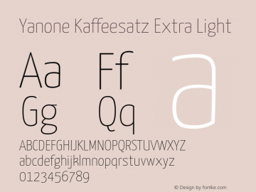 Yanone Kaffeesatz Extra Light Version 1.100;PS 001.100;hotconv 1.0.70;makeotf.lib2.5.58329 DEVELOPMENT Font Sample