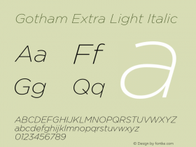 Gotham-ExtraLightItalic Version 1.200图片样张