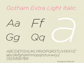 Gotham-ExtraLightItalic Version 1.200图片样张