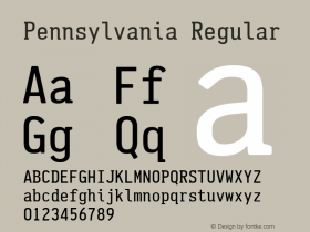 Pennsylvania Regular Version 001.000 Font Sample