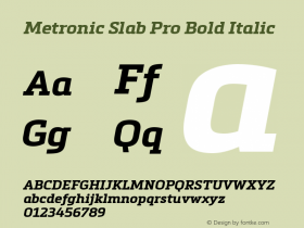 MetronicSlabPro-BoldItalic Version 1.000 Font Sample