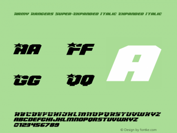 Army Rangers Regular Super-Expanded Italic Version 1.0; 2013图片样张