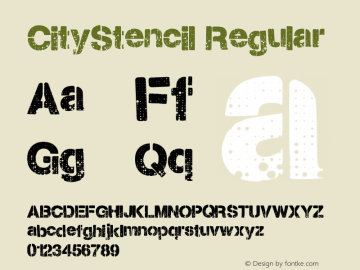 CityStencil Version 1.00 May 5, 2014, initial release Font Sample