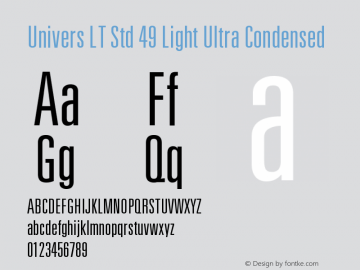 UniversLTStd-LightUltraCn Version 2.020;PS 002.000;hotconv 1.0.50;makeotf.lib2.0.16970 Font Sample