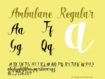 Ambulane Version 1.000; ttfautohint (v1.5.65-e2d9) Font Sample