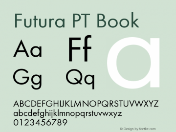 FuturaPT-Book Version 1.700 Font Sample