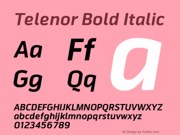 Telenor-BoldItalic 001.000 Font Sample