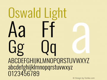 Oswald Light 3.0; ttfautohint (v0.95) -l 8 -r 50 -G 200 -x 0 -w 