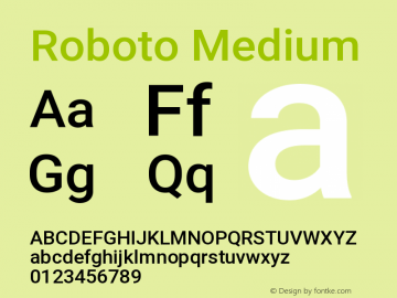 Roboto Medium Version 2.000980; 2014 Font Sample