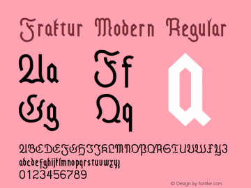 Fraktur Modern Regular Version 1.00 Font Sample