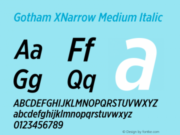 GothamXNarrow-MediumItalic Version 2.200 Pro图片样张