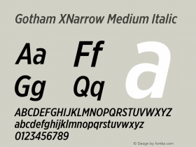 GothamXNarrow-MediumItalic Version 2.200 Pro图片样张