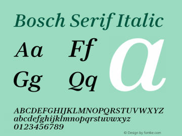 BoschSerif-Italic Version 001.001 Font Sample