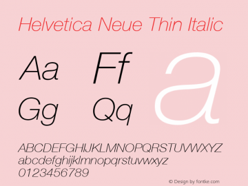 Helvetica 36 Thin Italic Version 001.003 Font Sample