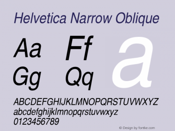 Helvetica Narrow Oblique Version 1.3 (Hewlett-Packard)图片样张