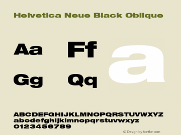 Helvetica 93 Black Extended Oblique Version 001.000 Font Sample