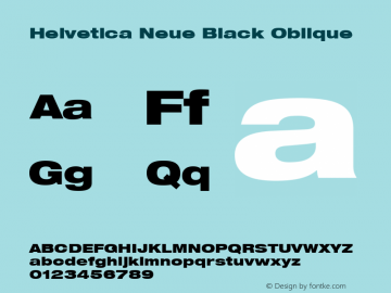 Helvetica 93 Black Extended Oblique Version 001.000 Font Sample