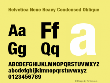 Helvetica 87 Heavy Condensed Oblique Version 001.000图片样张