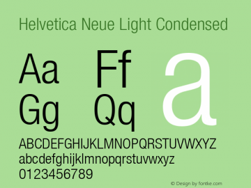 Helvetica 47 Light Condensed Version 001.000 Font Sample