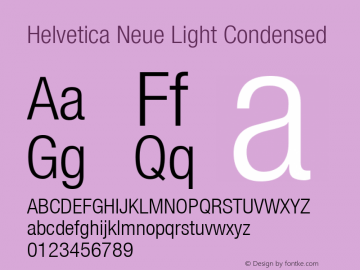 Helvetica 47 Light Condensed Version 001.000 Font Sample
