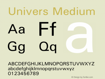 Univers Medium Version 1.3 (Hewlett-Packard) Font Sample