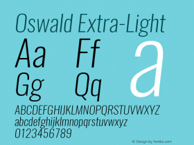 Oswald Extra-LightItalic 3.0; ttfautohint (v0.94.23-7a4d-dirty) -l 8 -r 50 -G 200 -x 0 -w 