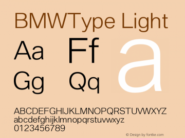 BMWType-Light Version 002.000; t1 to otf conv图片样张