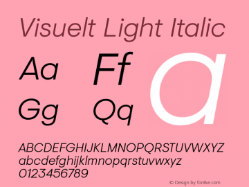 Visuelt Light Italic Version 2.000; ttfautohint (v1.5) Font Sample