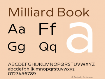 Milliard Book Version 1.000;PS 001.000;hotconv 1.0.88;makeotf.lib2.5.64775 Font Sample