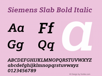 SiemensSlab-BoldItalic Version 005.001 Font Sample