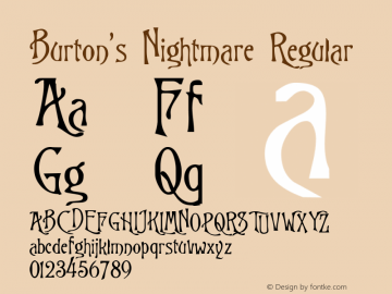 Burton's Nightmare Version 1.0 Font Sample