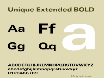 Unique Extended BOLD 001.000 Font Sample