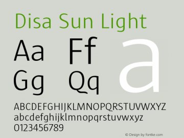 DisaSun-Light Version 001.002 Font Sample