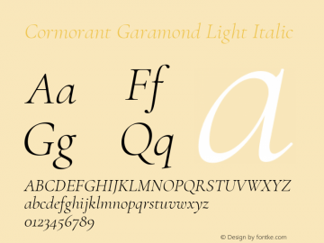 Cormorant Garamond Light Italic Version 3.301图片样张