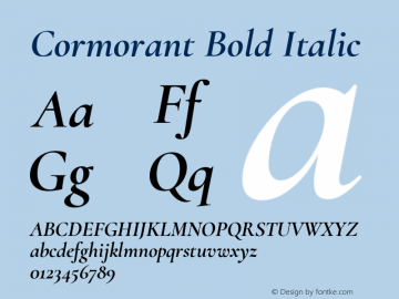 Cormorant Bold Italic Version 3.301图片样张