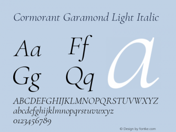 Cormorant Garamond Light Italic Version 3.301图片样张