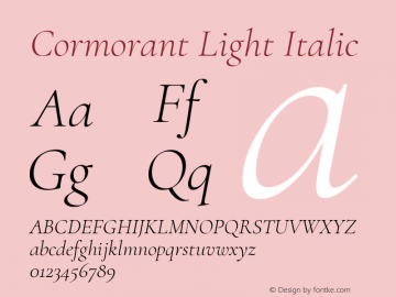 Cormorant Light Italic Version 3.301图片样张