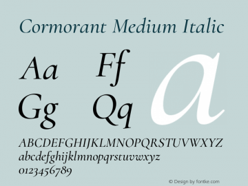 Cormorant Medium Italic Version 3.302;PS 003.302;hotconv 1.0.88;makeotf.lib2.5.64775图片样张