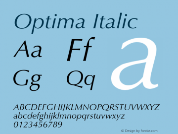 Optima-Italic 001.001 Font Sample