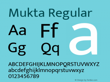 Mukta Regular Version 2.538;PS 1.001;hotconv 16.6.51;makeotf.lib2.5.65220; ttfautohint (v1.6)图片样张
